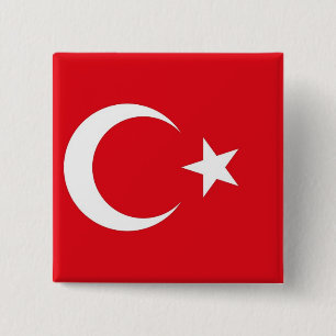 Badge Carré 5 Cm Bouton avec Drapeau de Turquie