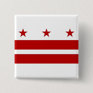 Badge Carré 5 Cm Bouton avec drapeau de Washington DC