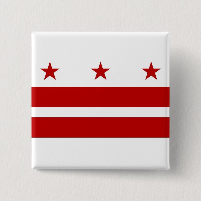 Badge Carré 5 Cm Bouton avec drapeau de Washington DC (Devant)