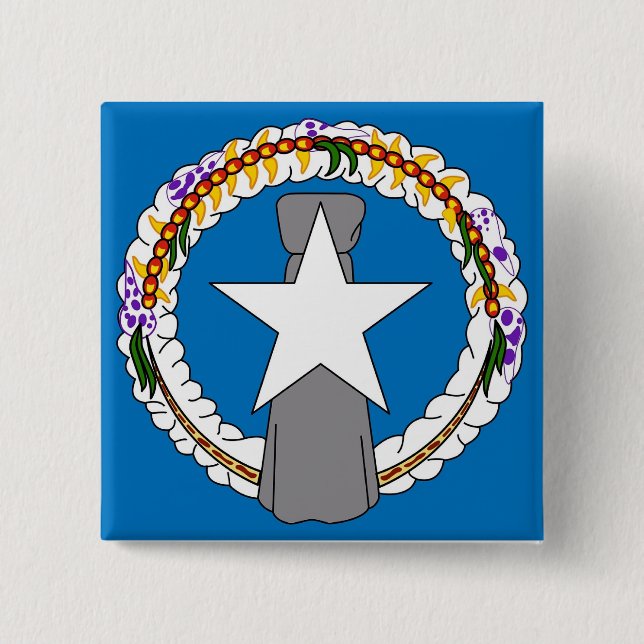 Badge Carré 5 Cm Bouton avec drapeau des îles Mariannes du Nord (Devant)