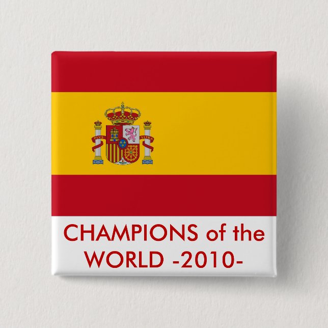 Badge Carré 5 Cm Bouton avec drapeau d'Espagne (Devant)