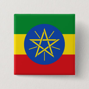 Badge Carré 5 Cm Bouton avec drapeau d'Ethiopie