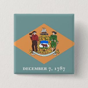 Badge Carré 5 Cm Bouton avec drapeau du Delaware