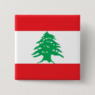 Badge Carré 5 Cm Bouton avec drapeau du Liban