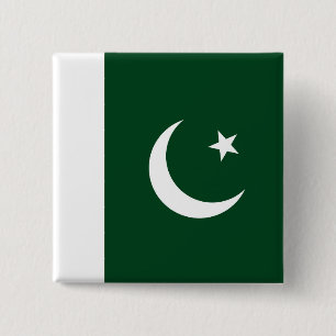 Badge Carré 5 Cm Bouton avec drapeau du Pakistan