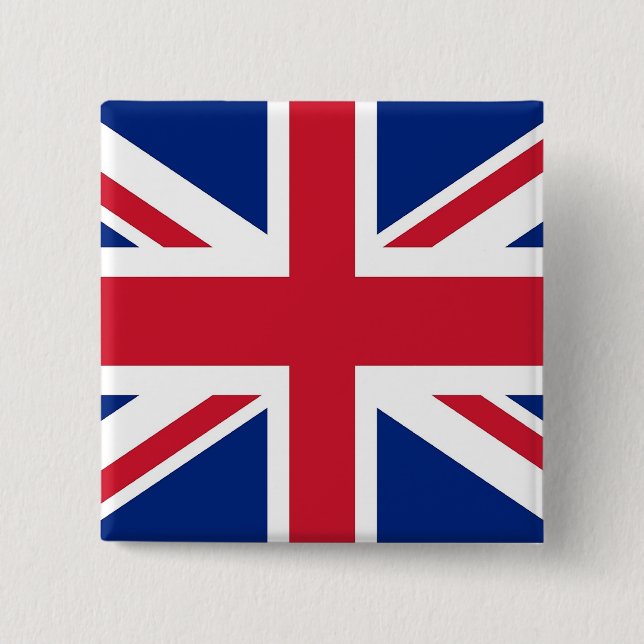 Badge Carré 5 Cm Bouton avec drapeau du Royaume-Uni (Devant)