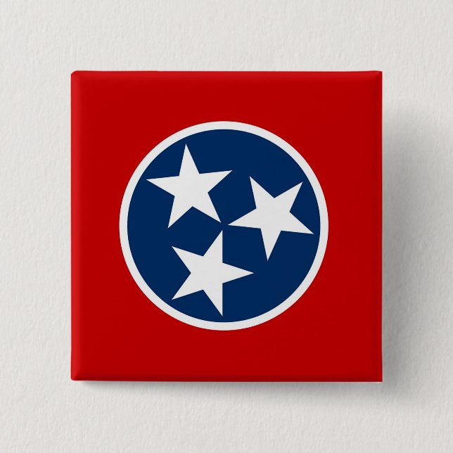 Badge Carré 5 Cm Bouton avec drapeau du Tennessee (Devant)