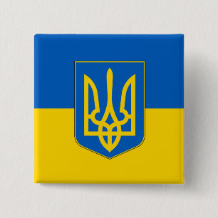 Badge Carré 5 Cm Bouton avec drapeau d'Ukraine