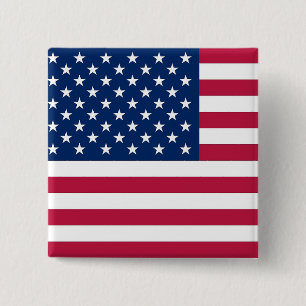 Badge Carré 5 Cm Bouton avec le drapeau des Etats-Unis