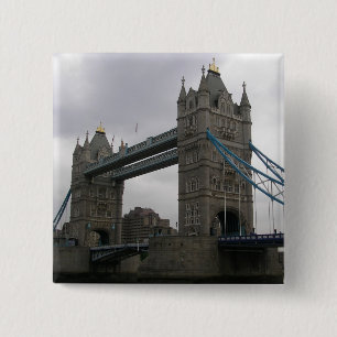 Badge Carré 5 Cm Bouton avec Tower Bridge au-dessus de la Tamise