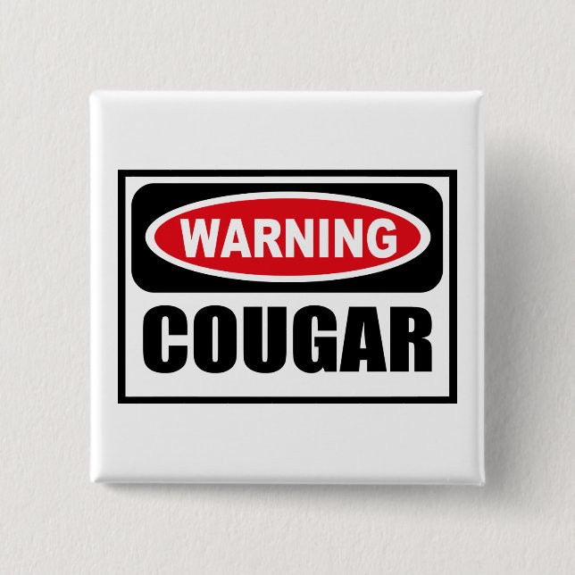 Badge Carré 5 Cm Bouton Avertissement COUGAR (Devant)