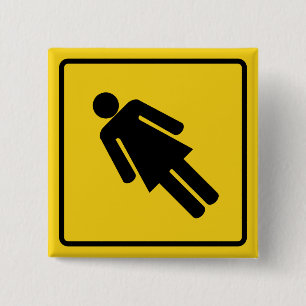 Badge Carré 5 Cm Bouton Avertissement pour femme