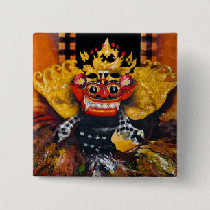 Badge Carré 5 Cm Bouton Barong balinais