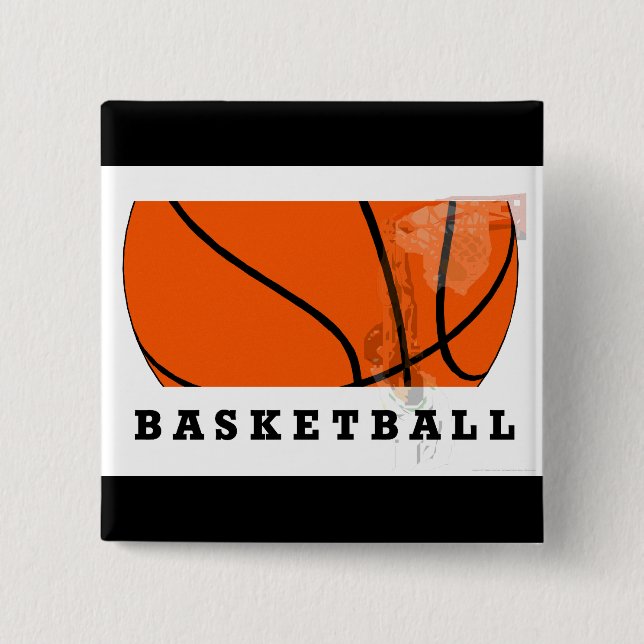 Badge Carré 5 Cm Bouton Basket (Devant)