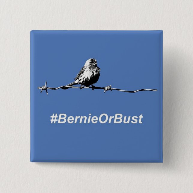 Badge Carré 5 Cm Bouton Bernie Ou Bust (Devant)