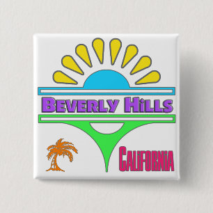 Badge Carré 5 Cm Bouton "Beverly Hills Colorful 1"