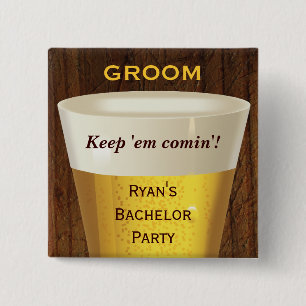 Badge Carré 5 Cm Bouton Big Beer Bachelor