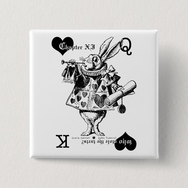 Badge Carré 5 Cm Bouton blanc de lapin (Devant)