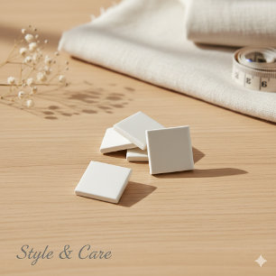 Badge Carré 5 Cm Bouton blanc minimaliste classique pour toutes les
