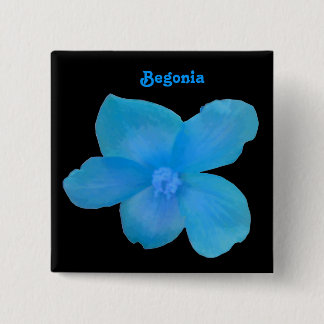 Badge Carré 5 Cm Bouton Bleu Bégonia personnalisable
