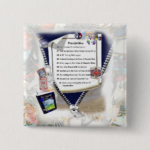 Badge Carré 5 Cm Bouton Bliss pacifique