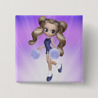 Badge Carré 5 Cm Bouton blond de pom-pom girl