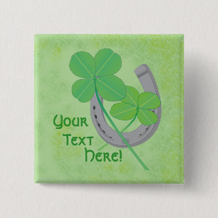 Badge Carré 5 Cm Bouton Bonne chance