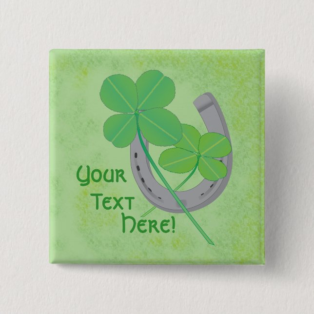 Badge Carré 5 Cm Bouton Bonne chance (Devant)