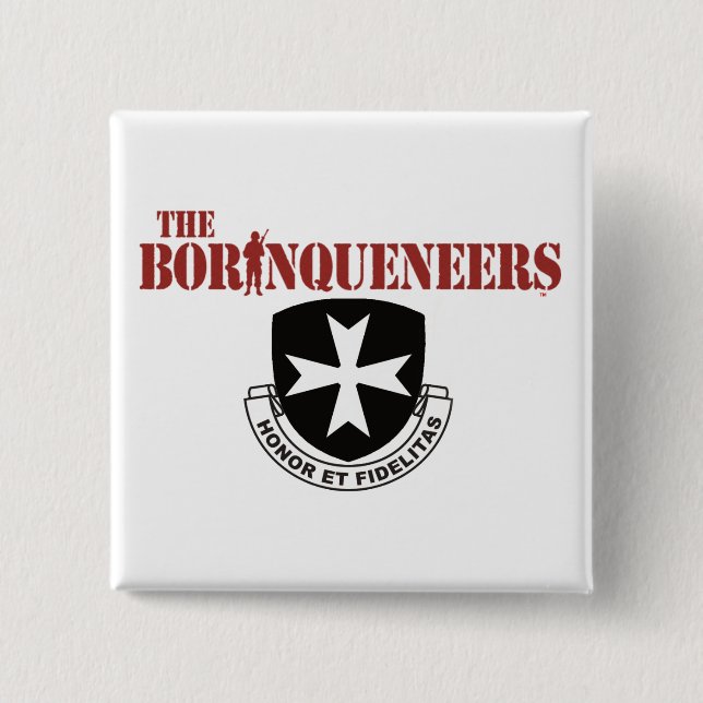 Badge Carré 5 Cm Bouton - Borinqueneers carré (Devant)