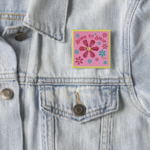 Badge Carré 5 Cm Bouton Born to Shop