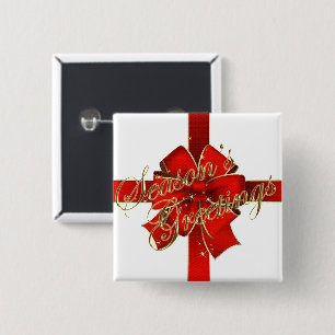 Badge Carré 5 Cm Bouton Bouche de Noël Étincelant