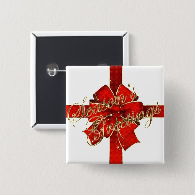 Badge Carré 5 Cm Bouton Bouche de Noël Étincelant (Devant & derrière)