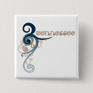 Badge Carré 5 Cm Bouton bouclé bleu du Tennessee de remous
