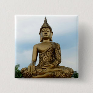 Badge Carré 5 Cm Bouton Bouddha