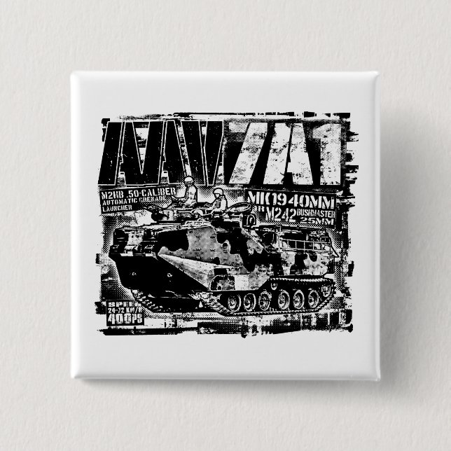 Badge Carré 5 Cm Bouton Bouton AAV-7A1 (Devant)