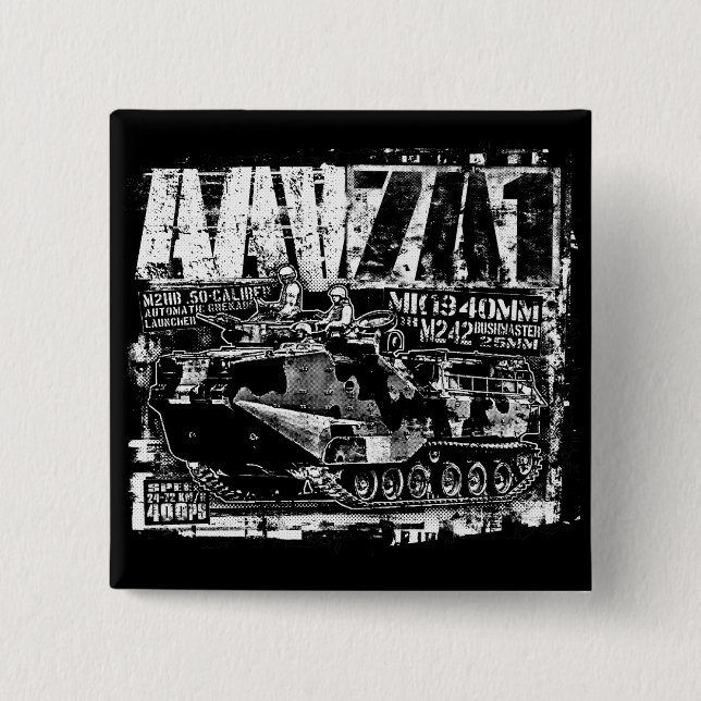 Badge Carré 5 Cm Bouton Bouton AAV-7A1 (Devant)