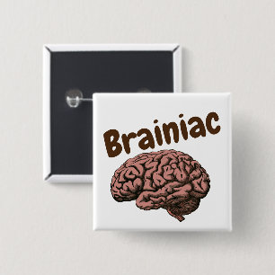 Badge Carré 5 Cm Bouton Brainiac