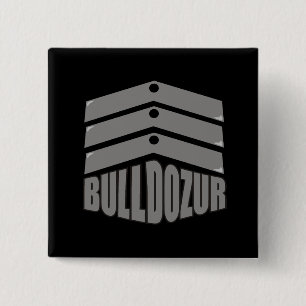 Badge Carré 5 Cm Bouton Bulldozur "Armoiries"