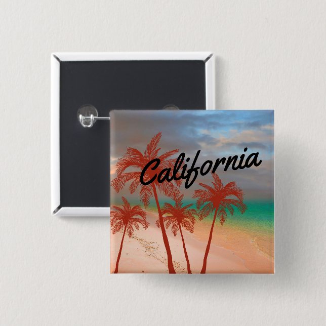 Badge Carré 5 Cm Bouton Californie (Devant & derrière)