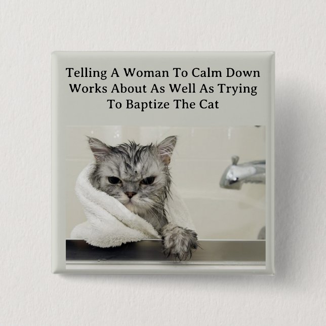 Badge Carré 5 Cm Bouton Calme vers le bas (Devant)