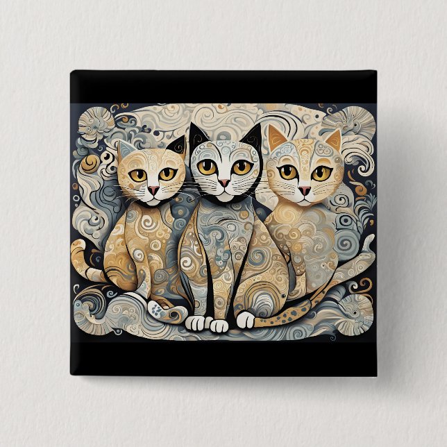 Badge Carré 5 Cm bouton calmer les chats (Devant)