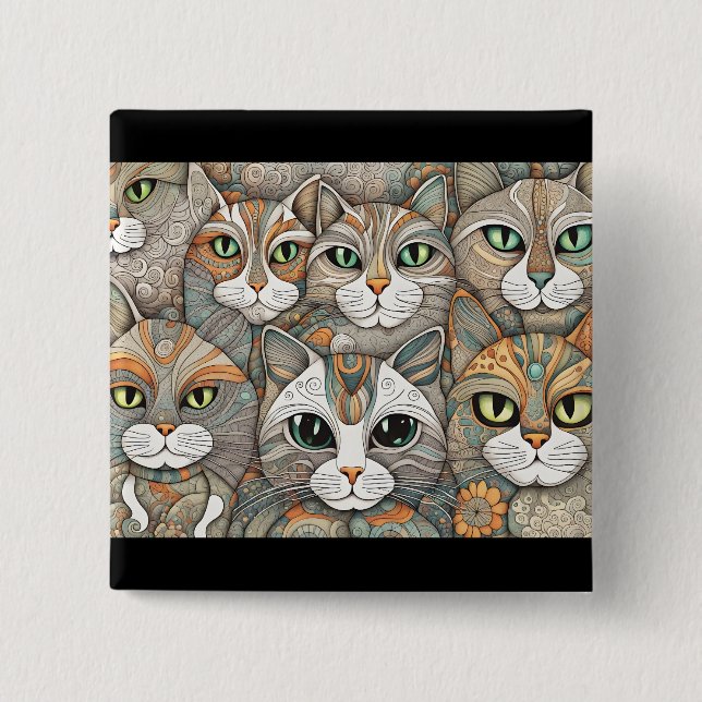 Badge Carré 5 Cm bouton calmer les chats (Devant)