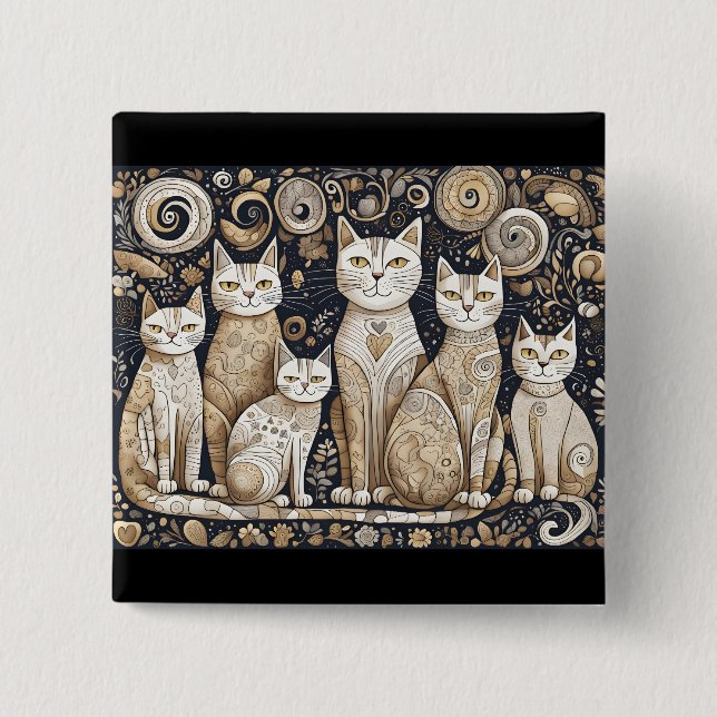 Badge Carré 5 Cm bouton calmer les chats (Devant)