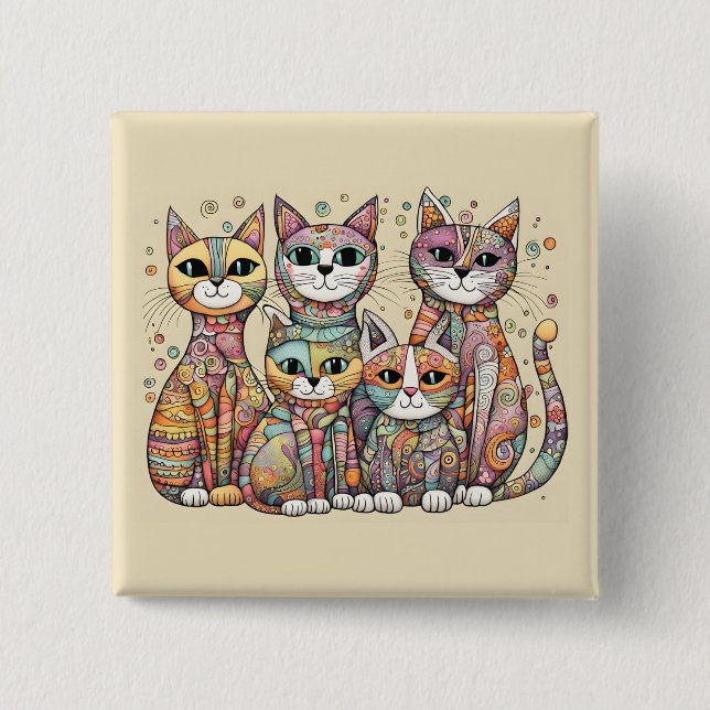 Badge Carré 5 Cm bouton calmer les chats (Devant)