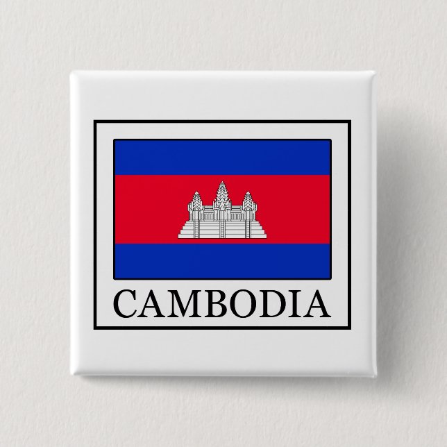 Badge Carré 5 Cm Bouton Cambodge (Devant)