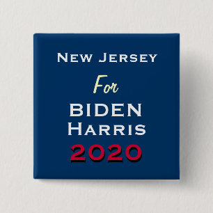 Badge Carré 5 Cm Bouton Campagne NEW JERSEY For BIDEN HARRIS 2020