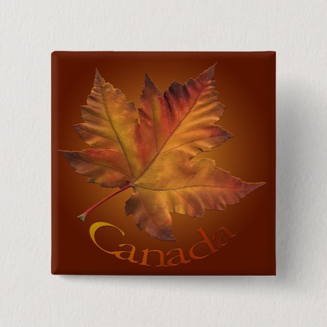 Badge Carré 5 Cm Bouton Canada Bouton souvenir Feuille d'érable du  (Devant)