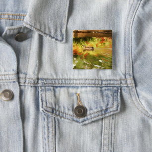 Badge Carré 5 Cm Bouton Canard Mallard