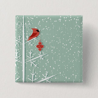 Badge Carré 5 Cm Bouton cardinal rouge