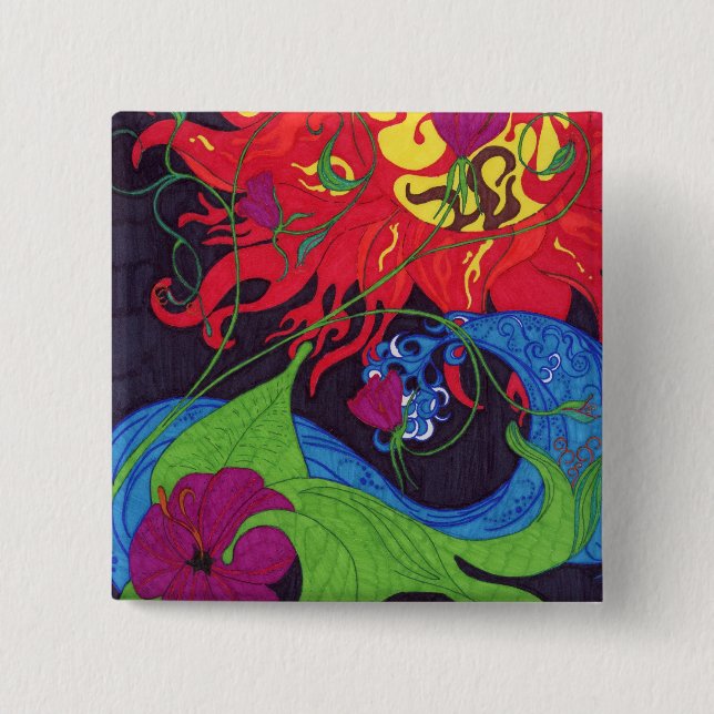 Badge Carré 5 Cm Bouton carré (Devant)